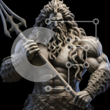 Intra Συλλεκτικό Ξύλινο Παζλ Plywood  4mm - Γλυπτό μυθολογικού θεού με τρίαινα Σε Ξύλινο Κουτί - Διαστάσεις Puzzle: 10x10 cm – 25 κομμάτια - Image 1