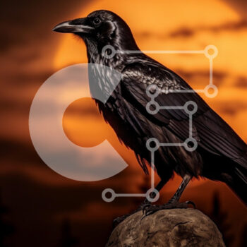 Intra Συλλεκτικό Ξύλινο Παζλ Plywood  4mm - Raven Silhouette Against Sunset Σε Ξύλινο Κουτί - Διαστάσεις: 10x10 cm – 25 κομμάτια - Image 1