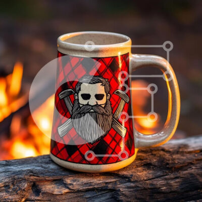 Intra Συλλεκτικό Ξύλινο Παζλ Plywood  4mm - Ρουστίκ Κούπα με Γενειοφόρο σχέδιο by the Fire Σε Ξύλινο Κουτί - Διαστάσεις: 10x10 cm – 25 κομμάτια - Image 1