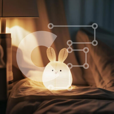 Intra Συλλεκτικό Ξύλινο Παζλ Plywood  4mm - Άνετο φωτιστικό σε σχήμα κουνελιού σε ένα υπνοδωμάτιο Σε Ξύλινο Κουτί - Διαστάσεις Puzzle: 10x10 cm – 25 κομμάτια - Image 1