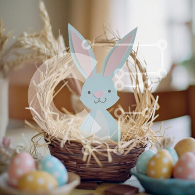 Intra Συλλεκτικό Ξύλινο Παζλ Plywood  4mm - Πασχαλινό λαγουδάκι Σε Ξύλινο Κουτί - Διαστάσεις: 10x10 cm – 25 κομμάτια - Image 1