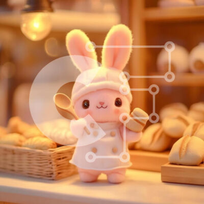 Intra Συλλεκτικό Ξύλινο Παζλ Plywood 4mm - Αξιολάτρευτο λαγουδάκι σεφ με ψημένα προϊόντα Σε Ξύλινο Κουτί - Διαστάσεις: 10x10 cm – 25 κομμάτια - Image 1