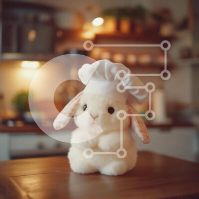 Intra Συλλεκτικό Ξύλινο Παζλ Plywood  4mm - Λούτρινο λαγουδάκι σεφ σε ζεστή κουζίνα Σε Ξύλινο Κουτί - Διαστάσεις: 10x10 cm – 25 κομμάτια - Image 1