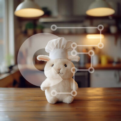 Intra Συλλεκτικό Ξύλινο Παζλ Plywood  4mm - Λούτρινο κουνέλι σεφ σε ζεστή κουζίνα Σε Ξύλινο Κουτί - Διαστάσεις: 10x10 cm – 25 κομμάτια - Image 1