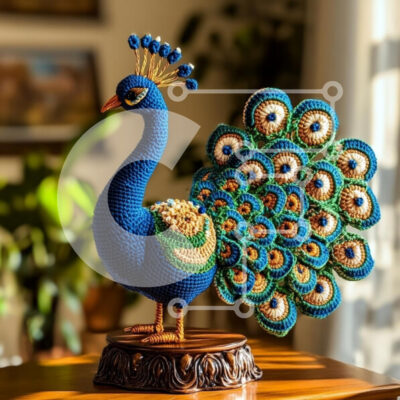 Intra Συλλεκτικό Ξύλινο Παζλ Plywood  4mm - Γλυπτό παγώνι νήματα Σε Ξύλινο Κουτί - Διαστάσεις Puzzle: 10x10 cm – 25 κομμάτια - Image 1