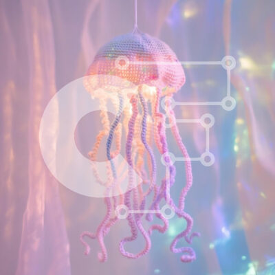 Intra Συλλεκτικό Ξύλινο Παζλ Plywood  4mm - Τέχνη με βελονάκι με μέδουσες σε πολύχρωμο φόντο Σε Ξύλινο Κουτί - Διαστάσεις Puzzle: 10x10 cm – 25 κομμάτια - Image 1