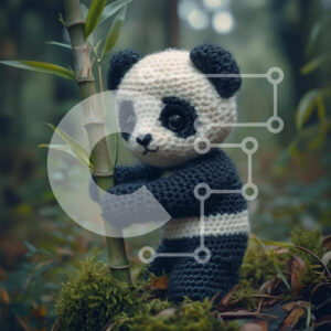 Intra Συλλεκτικό Ξύλινο Παζλ Plywood  4mm - Παιχνίδι Panda με κροσέ στο δάσος Σε Ξύλινο Κουτί - Διαστάσεις: 10x10 cm – 25 κομμάτια