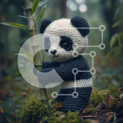 Intra Συλλεκτικό Ξύλινο Παζλ Plywood  4mm - Παιχνίδι Panda με κροσέ στο δάσος Σε Ξύλινο Κουτί - Διαστάσεις: 10x10 cm – 25 κομμάτια - Image 1