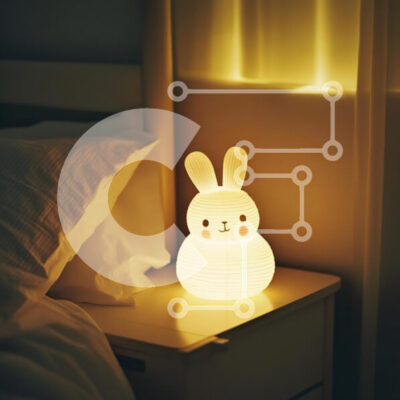 Intra Συλλεκτικό Ξύλινο Παζλ Plywood  4mm - Υπέροχη λάμπα λαγουδάκι στην κρεβατοκάμαρα Σε Ξύλινο Κουτί - Διαστάσεις Puzzle: 10x10 cm – 25 κομμάτια - Image 1