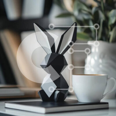 Intra Συλλεκτικό Ξύλινο Παζλ Plywood  4mm - Μοντέρνο γεωμετρικό γλυπτό κουνελιού σε άνετο εσωτερικό Σε Ξύλινο Κουτί - Διαστάσεις Puzzle: 10x10 cm – 25 κομμάτια - Image 1