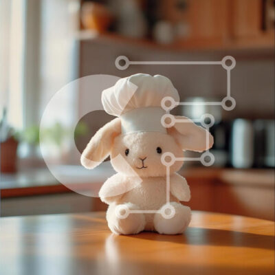 Intra Συλλεκτικό Ξύλινο Παζλ Plywood  4mm - Αξιολάτρευτο Λούτρινο Παιχνίδι Chef Bunny Σε Ξύλινο Κουτί - Διαστάσεις: 10x10 cm – 25 κομμάτια - Image 1