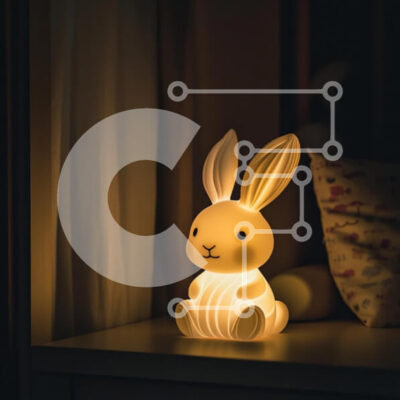 Intra Συλλεκτικό Ξύλινο Παζλ Plywood  4mm - Χαριτωμένο φωτιστικό κουνελιού σε άνετο εσωτερικό περιβάλλον Σε Ξύλινο Κουτί - Διαστάσεις Puzzle: 10x10 cm – 25 κομμάτια - Image 1