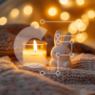 Intra Συλλεκτικό Ξύλινο Παζλ Plywood  4mm - Άνετο ειδώλιο κουνελιού με το φως των κεριών Σε Ξύλινο Κουτί - Διαστάσεις: 10x10 cm – 25 κομμάτια - Image 1