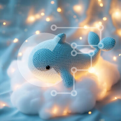 Intra Συλλεκτικό Ξύλινο Παζλ Plywood  4mm - Χειροποίητο βελούδινο παιχνίδι Blue Whale στο Cloud Σε Ξύλινο Κουτί - Διαστάσεις: 10x10 cm – 25 κομμάτια - Image 1