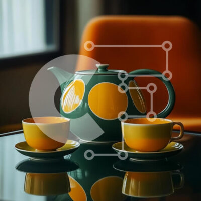 Intra Συλλεκτικό Ξύλινο Παζλ Plywood  4mm - Κομψό σετ τσαγιού σε ανακλαστικό τραπέζι Σε Ξύλινο Κουτί - Διαστάσεις Puzzle: 10x10 cm – 25 κομμάτια - Image 1