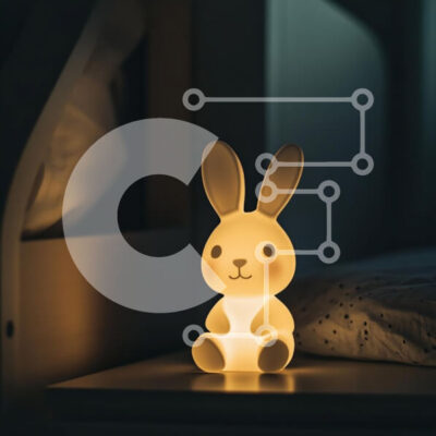 Intra Συλλεκτικό Ξύλινο Παζλ Plywood 4mm - Λαμπερό φωτιστικό κουνελιού στο κομοδίνο Σε Ξύλινο Κουτί - Διαστάσεις Puzzle: 10x10 cm – 25 κομμάτια - Image 1