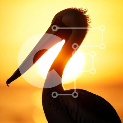 Intra Συλλεκτικό Ξύλινο Παζλ Plywood  4mm - Σιλουέτα ενός πελεκάνου στο ηλιοβασίλεμα Σε Ξύλινο Κουτί - Διαστάσεις: 10x10 cm – 25 κομμάτια - Image 1