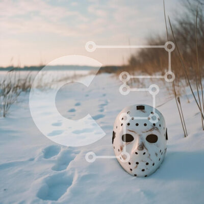 Intra Συλλεκτικό Ξύλινο Παζλ Plywood 4mm - Μάσκα χόκεϊ στο χιονισμένο μονοπάτι Σε Ξύλινο Κουτί - Διαστάσεις: 10x10 cm – 25 κομμάτια - Image 1