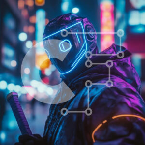 Intra Συλλεκτικό Ξύλινο Παζλ Plywood  4mm - Φουτουριστικός χαρακτήρας στην πόλη του Νέον Σε Ξύλινο Κουτί - Διαστάσεις Puzzle: 10x10 cm – 25 κομμάτια