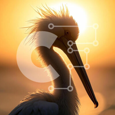 Intra Συλλεκτικό Ξύλινο Παζλ Plywood  4mm - Σκιαγραφημένος πελεκάνος στο ηλιοβασίλεμα Σε Ξύλινο Κουτί - Διαστάσεις: 10x10 cm – 25 κομμάτια - Image 1