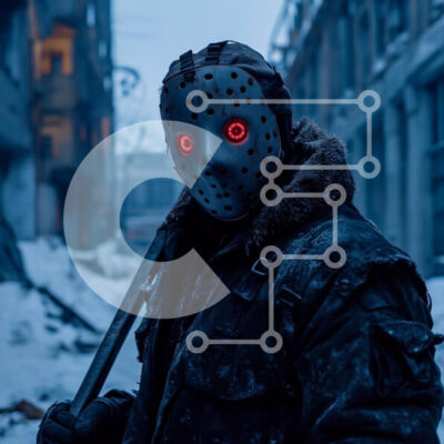 Intra Συλλεκτικό Ξύλινο Παζλ Plywood  4mm - Μυστηριώδης φιγούρα σε αστικό τοπίο με λαμπερά μάτια Σε Ξύλινο Κουτί - Διαστάσεις Puzzle: 10x10 cm – 25 κομμάτια - Image 1