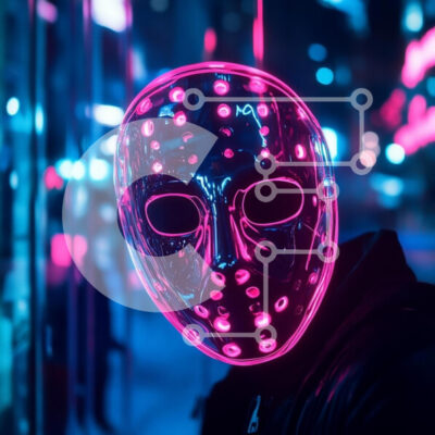 Intra Συλλεκτικό Ξύλινο Παζλ Plywood  4mm - Φουτουριστική μάσκα νέον σε αστικό περιβάλλον Σε Ξύλινο Κουτί - Διαστάσεις Puzzle: 10x10 cm – 25 κομμάτια - Image 1