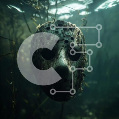 Intra Συλλεκτικό Ξύλινο Παζλ Plywood  4mm - Βυθισμένη μάσκα χόκεϊ σε θολό νερό Σε Ξύλινο Κουτί - Διαστάσεις: 10x10 cm – 25 κομμάτια - Image 1