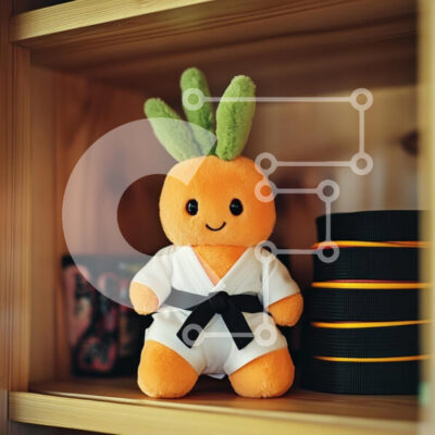 Intra Συλλεκτικό Ξύλινο Παζλ Plywood  4mm - Λούτρινο παιχνίδι καρότο σε καράτε στολή Σε Ξύλινο Κουτί - Διαστάσεις: 10x10 cm – 25 κομμάτια - Image 1