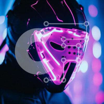 Intra Συλλεκτικό Ξύλινο Παζλ Plywood 4mm - Φουτουριστικό κράνος νέον Σε Ξύλινο Κουτί - Διαστάσεις Puzzle: 10x10 cm – 25 κομμάτια - Image 1