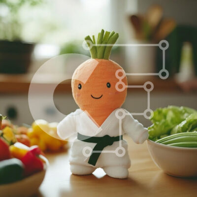 Intra Συλλεκτικό Ξύλινο Παζλ Plywood  4mm - Χαρούμενο καρότο βελούδινο παιχνίδι στην κουζίνα Σε Ξύλινο Κουτί - Διαστάσεις: 10x10 cm – 25 κομμάτια - Image 1