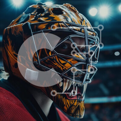 Intra Συλλεκτικό Ξύλινο Παζλ Plywood 4mm - Τερματοφύλακας χόκεϊ με μάσκα τίγρης Σε Ξύλινο Κουτί - Διαστάσεις Puzzle: 10x10 cm – 25 κομμάτια - Image 1