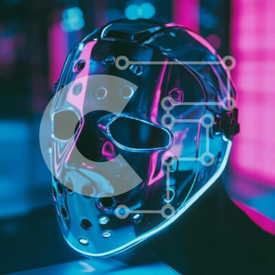 Intra Συλλεκτικό Ξύλινο Παζλ Plywood  4mm - Φουτουριστική μάσκα χόκεϊ με φώτα νέον Σε Ξύλινο Κουτί - Διαστάσεις: 10x10 cm – 25 κομμάτια - Image 1