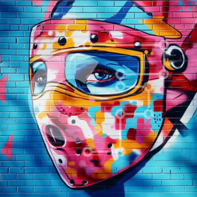 Intra Συλλεκτικό Ξύλινο Παζλ Plywood 4mm - Ζωντανή τοιχογραφία ενός προσώπου σε μια διακοσμητική μάσκα Σε Ξύλινο Κουτί - Διαστάσεις Puzzle: 10x10 cm – 25 κομμάτια - Image 1