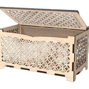 Intra Plywood Elegance – Ξύλινο Διακοσμητικό Κουτί Αποθήκευσης με Διάτρητο Σχέδιο (4mm) 60x25x8 cm Box21-01269 - Image 1