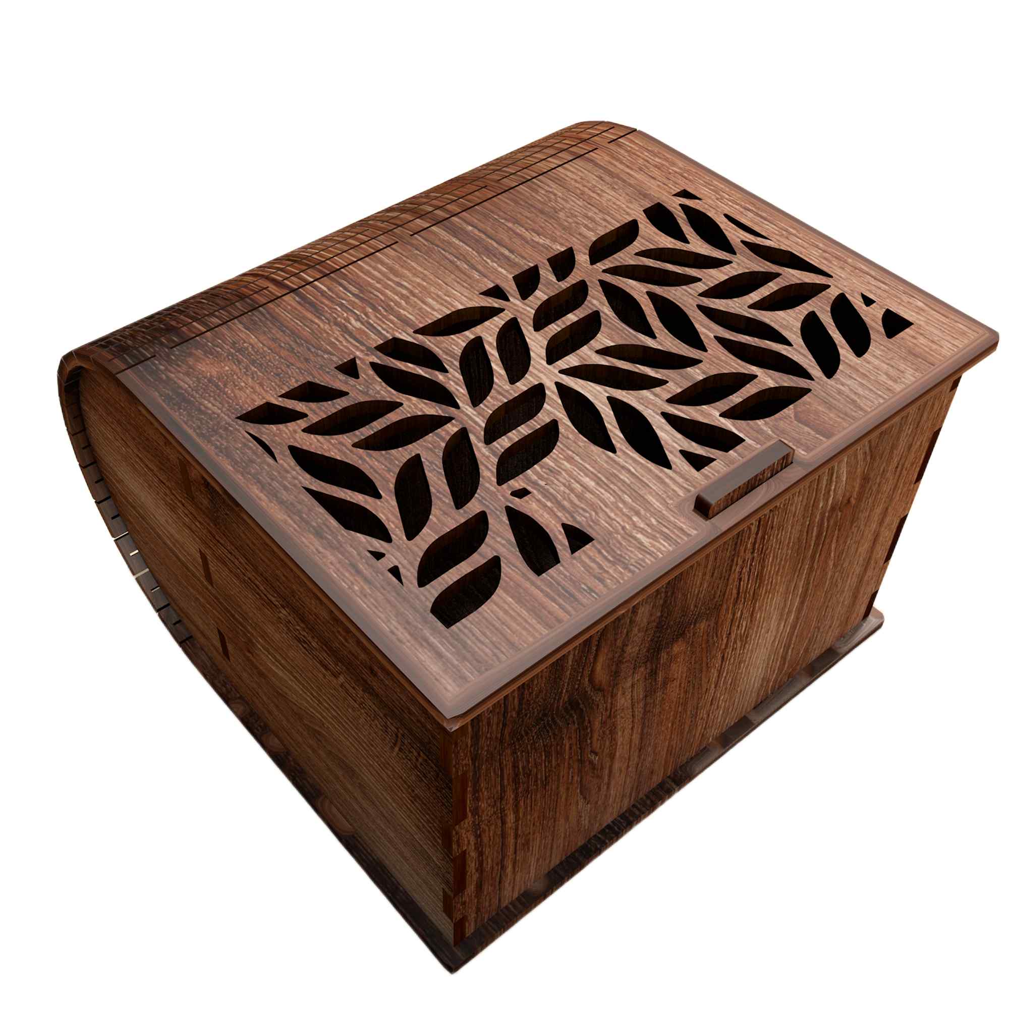 Intra LEAF  Ξύλινο Κουτί Πολυτελείας με Καμπύλο Καπάκι - Φυλλωτή Χαρακτική 53x44x50 cm Box36-00999