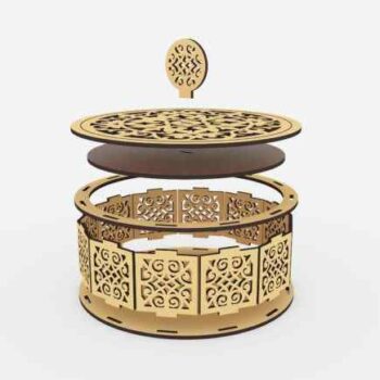 intra Κουτί  Natural Plywood – Στρογγυλό, Σκαλιστό & Εκλεπτυσμένο  33x34x7 cm Box13-00645 - Image 4