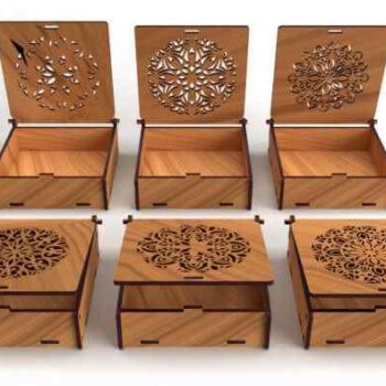 Intra Ξύλινο Κουτί Plywood Square – Τετράγωνο, Σκαλιστό Καπάκι & Συρτάρι Αποθήκευσης 24x21x36 cm Box15-01786 - Image 1