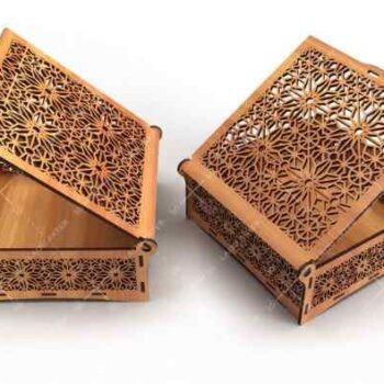 Intra Ξύλινο Κουτί Plywood Kraftbox με περίτεχνο διάτρητο μοτίβο τύπου αραβουργήματος που διακοσμεί τόσο το καπάκι όσο και τις πλευρές του κουτιού 22x16x39 cm Box19-01623 - Image 2