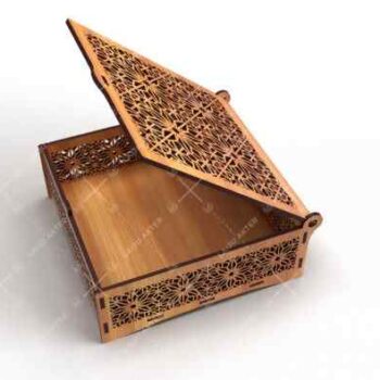 Intra Ξύλινο Κουτί Plywood Kraftbox με περίτεχνο διάτρητο μοτίβο τύπου αραβουργήματος που διακοσμεί τόσο το καπάκι όσο και τις πλευρές του κουτιού 22x16x39 cm Box19-01623 - Image 3