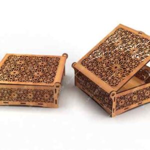 Intra Ξύλινο Κουτί Plywood Kraftbox με περίτεχνο διάτρητο μοτίβο τύπου αραβουργήματος που διακοσμεί τόσο το καπάκι όσο και τις πλευρές του κουτιού 11x11x16 cm Box19-01084 - Image 4