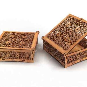 Intra Ξύλινο Κουτί Plywood Kraftbox με περίτεχνο διάτρητο μοτίβο τύπου αραβουργήματος που διακοσμεί τόσο το καπάκι όσο και τις πλευρές του κουτιού 22x16x39 cm Box19-01623 - Image 4