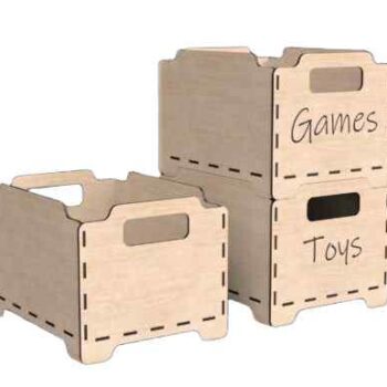 Intra Plywood HandyBox – Ξύλινο Κουτί Οργάνωσης με Λαβές (4mm)  27x25x45 cm Box25-01732 - Image 1