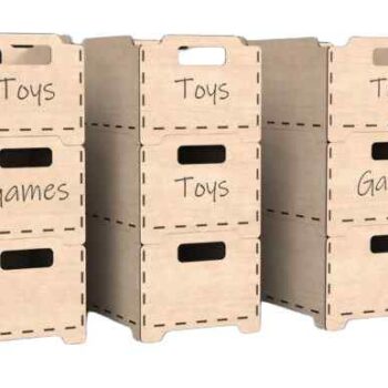 Intra Plywood HandyBox – Ξύλινο Κουτί Οργάνωσης με Λαβές (4mm)  27x25x45 cm Box25-01732 - Image 3