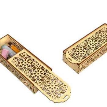 Intra Plywood PencilCase – Ξύλινη Κασετίνα με Σχέδιο Κουτί αποθήκευσης  23x11x5 cm Box27-01881 - Image 1