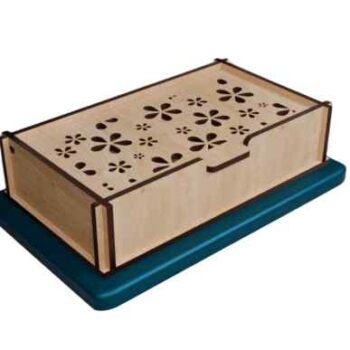 Intra BLOOM BOX – Ξύλινο Κουτί Οργάνωσης με Ανάγλυμα Λουλουδιών  24x19x15 cm Box41-00946 - Image 1