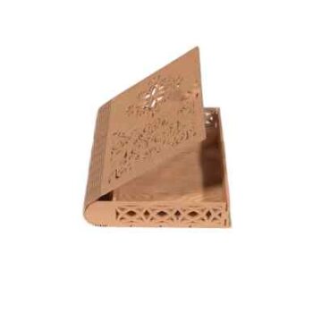 Intra GEOMETRIA – Ξύλινο Κουτί  Aποθήκευσης  σε σχήμα Βιβλίου με Γεωμετρική Χαρακτική 13x12x33 cm Box42-00903 - Image 1