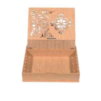 Intra GEOMETRIA – Ξύλινο Κουτί  Aποθήκευσης  σε σχήμα Βιβλίου με Γεωμετρική Χαρακτική 13x12x33 cm Box42-00903 - Image 2