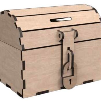 Intra TREASURE  Ξύλινο Μπαούλο με Κούμπωμα  Κλασική Καμπύλη Σχεδίαση 39x14x5 cm Box48-01840 - Image 1