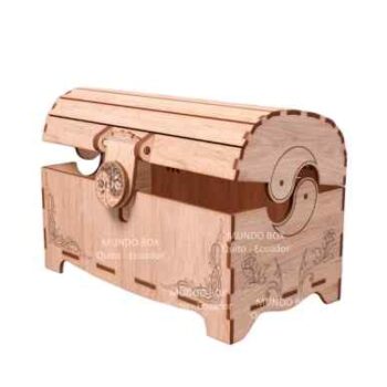 Intra WOODCHEST – Ξύλινο Σεντούκι Αποθήκευσης με Σκαλιστό Σχέδιο & Καπάκι, Ιδανικό για Δώρα, Κοσμήματα και Διακόσμηση 14x28x44 cm Box54-01086 - Image 1