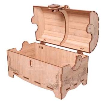 Intra WOODCHEST – Ξύλινο Σεντούκι Αποθήκευσης με Σκαλιστό Σχέδιο & Καπάκι, Ιδανικό για Δώρα, Κοσμήματα και Διακόσμηση 14x28x44 cm Box54-01086 - Image 3